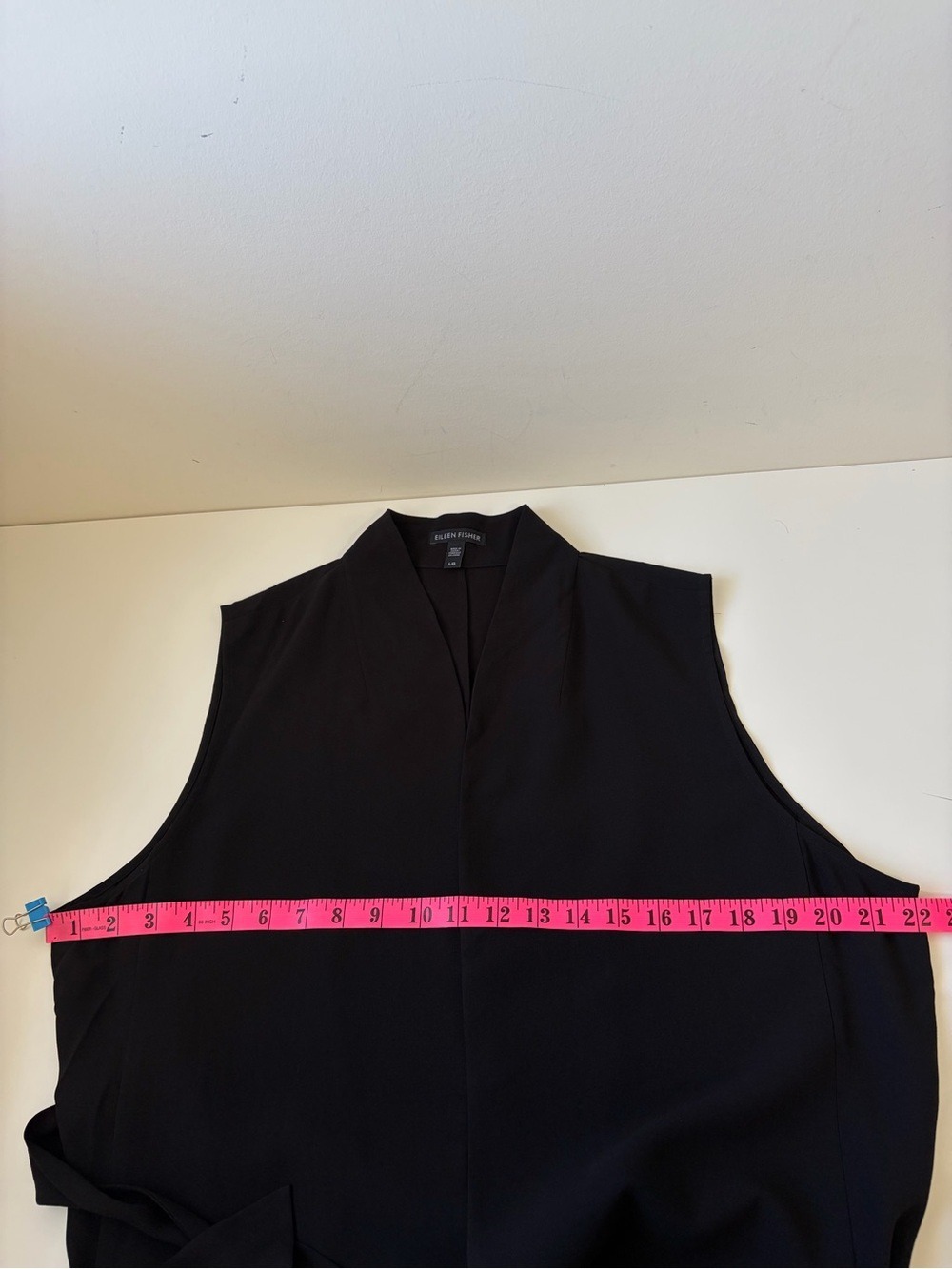Eileen Fisher 100% Silk Long Belted Vest Georgette Crepe Sleeveless Blouse Black - Picture 8 of 9